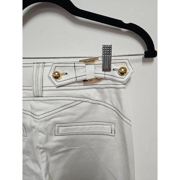 CACHÉ  White Novel  Capris Gold Button Size 2 - Picture 4 of 7